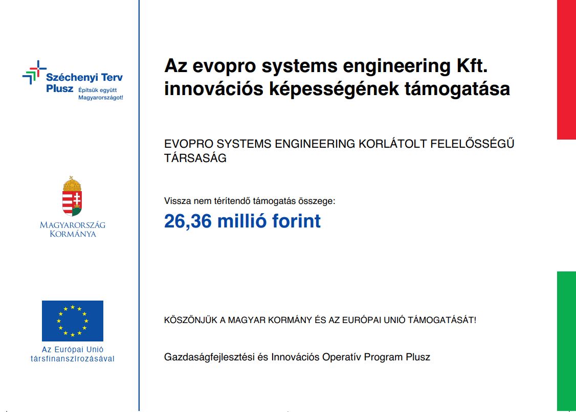 Az evopro systems engineering Kft. innovációs képességének támogatása – 26,36 millió forint vissza nem térítendő támogatás