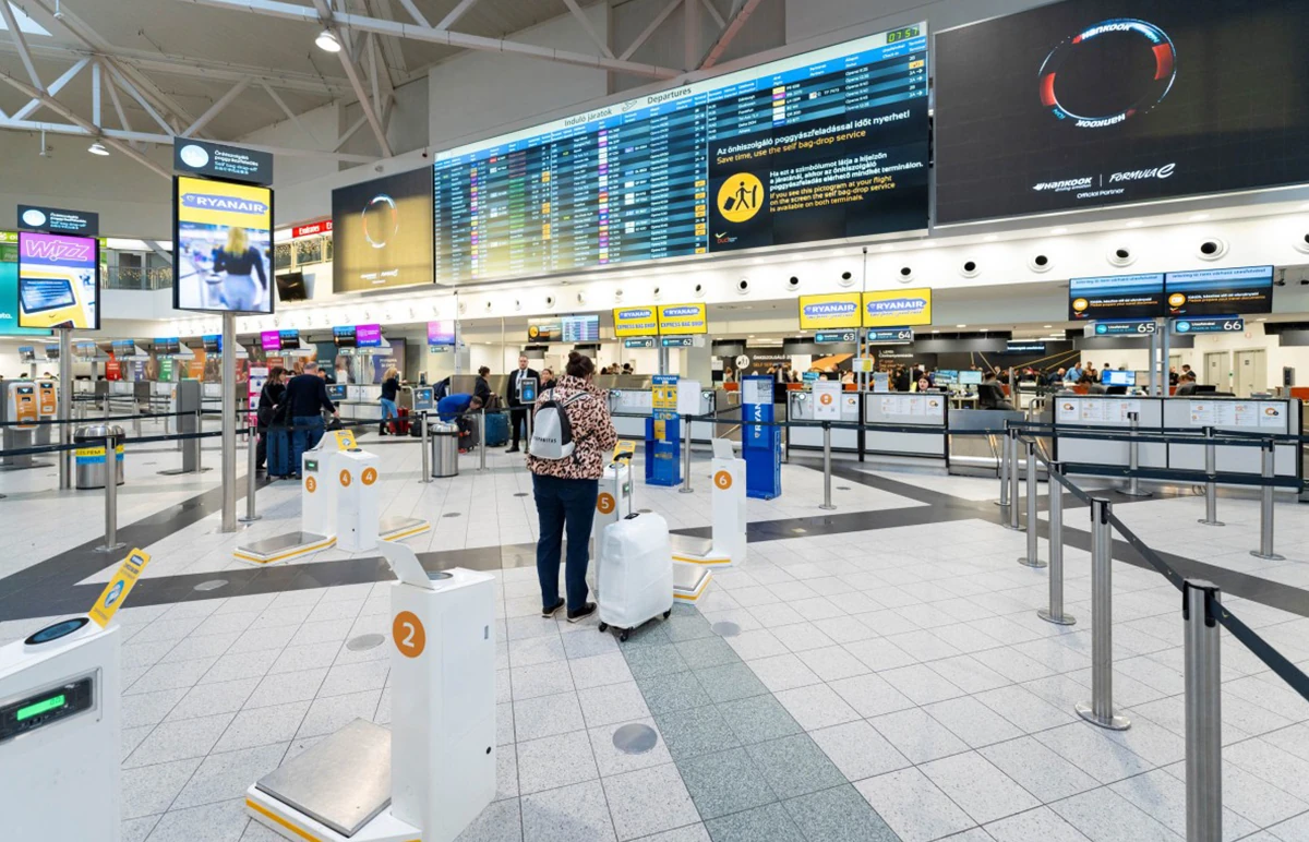 Check-in desks and self-service kiosks