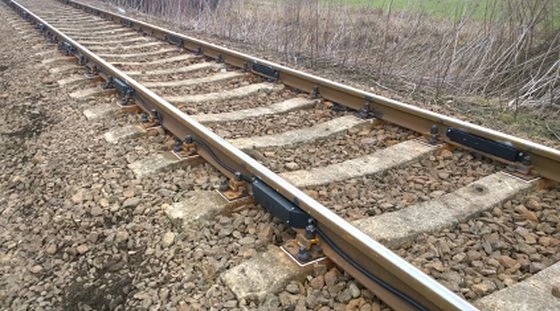 Sensors mounted on the rails of a railway track